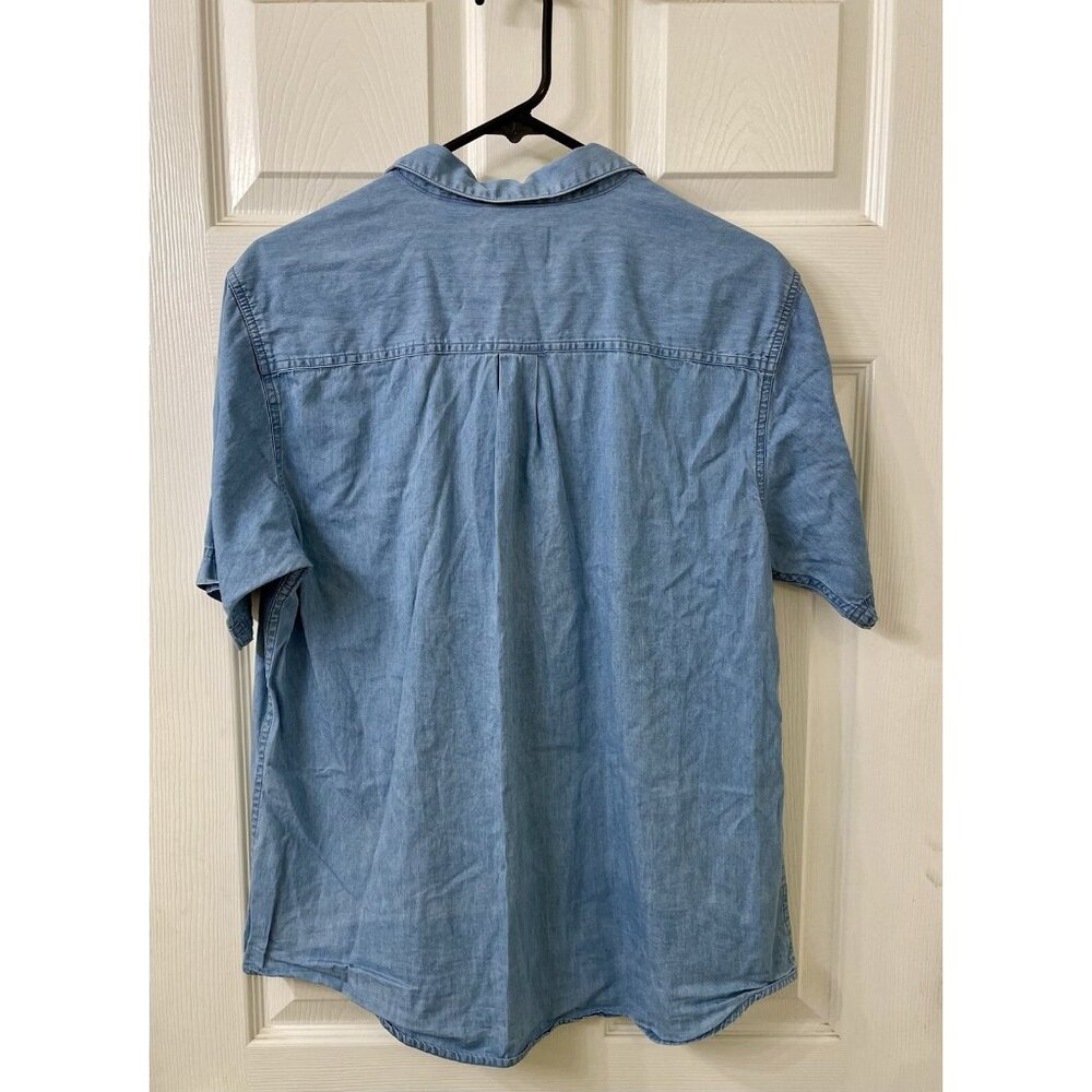 Cottagecore Floral Embroidered Denim Button Shirt Medium Vintage 90’s Mom Granny - Picture 4 of 7